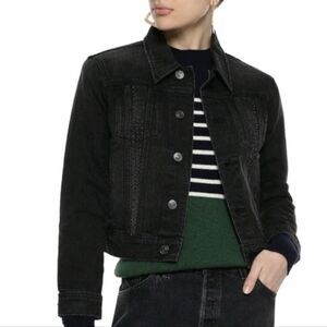 Current Elliott Women's Black "The Studded Baby Trucker" Jean Jacket Sz 1 Small